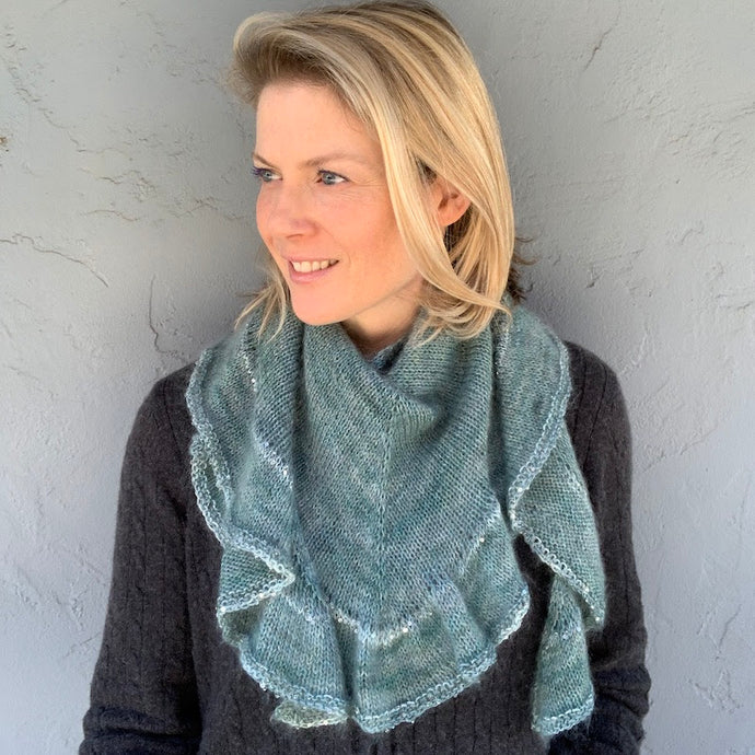 Our Virtual Hug Ruffled Shawlette: Now Available with Bling!