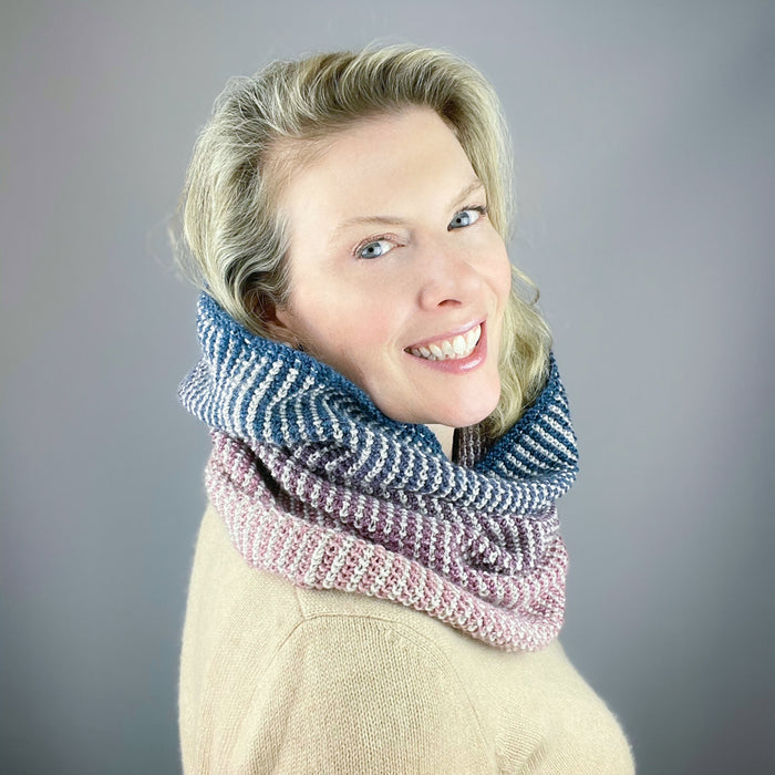 Linen Stitch Cowl Knitting Kit | Madelinetosh Pashmina, Freia Handpaints Superwash Merino Silk Sport & Knitting Pattern (#228)