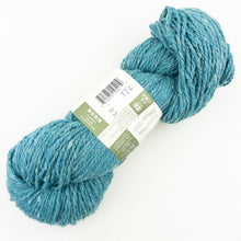 Load image into Gallery viewer, A turquoise skein of Queensland Kathamandu Aran tweed yarn
