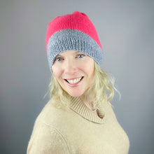 Load image into Gallery viewer, Two Tone Square Top Hat Knitting Kit | Lang Yarns Cashmere Premium & Knitting Pattern (#421)