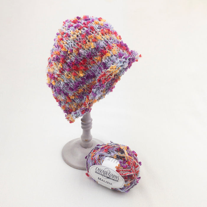 Malizia-Roses Baby Hat Knitting Kit | Cascade Malizia, Karabella Roses, & Knitting Pattern #34
