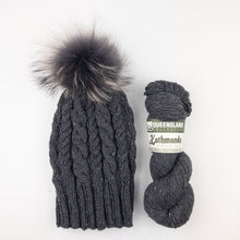Load image into Gallery viewer, Cabled Tall Hat with Pompom Knitting Kit | Queensland Kathmandu Aran & Knitting Pattern (#253)