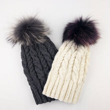 Load image into Gallery viewer, Cabled Tall Hat with Pompom Knitting Kit | Queensland Kathmandu Aran & Knitting Pattern (#253)