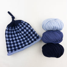 Load image into Gallery viewer, Fair Isle Gingham Hat Knitting Kit | Karabella Aurora 8 & Knitting Pattern (#091)