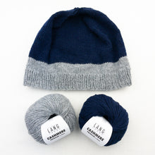 Load image into Gallery viewer, Two Tone Square Top Hat Knitting Kit | Lang Yarns Cashmere Premium & Knitting Pattern (#421)