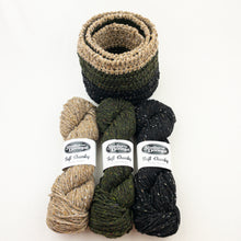 Load image into Gallery viewer, Bulky Tweed Crocheted Nesting Bowls Kit | Studio Donegal Soft Chunky and Crochet Pattern #424