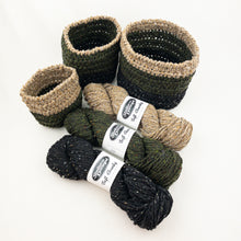 Load image into Gallery viewer, Bulky Tweed Crocheted Nesting Bowls Kit | Studio Donegal Soft Chunky and Crochet Pattern #424