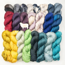 Load image into Gallery viewer, Vertical Feather & Fan Cowl Knitting Kit | Hand Maiden Camelspin & Knitting Pattern (#192F)