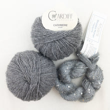 Load image into Gallery viewer, Windowpane Cowl (Short & Stout Version) Knitting Kit | Cardiff Cashmere Small, Artyarns Beaded Mohair and Sequins & Knitting Pattern (#291)