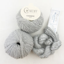 Load image into Gallery viewer, Windowpane Cowl (Short & Stout Version) Knitting Kit | Cardiff Cashmere Small, Artyarns Beaded Mohair and Sequins & Knitting Pattern (#291)