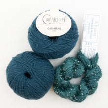 Load image into Gallery viewer, Windowpane Cowl (Short & Stout Version) Knitting Kit | Cardiff Cashmere Small, Artyarns Beaded Mohair and Sequins & Knitting Pattern (#291)
