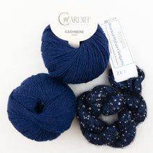 Load image into Gallery viewer, Windowpane Cowl (Short & Stout Version) Knitting Kit | Cardiff Cashmere Small, Artyarns Beaded Mohair and Sequins & Knitting Pattern (#291)