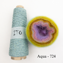 Load image into Gallery viewer, Shibui Spectrum Scarf Knitting Kit | Ito Kinu, Artyarns Mohair Ombre &amp; Knitting Pattern
