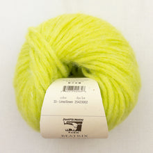 Load image into Gallery viewer, A skein of lime green Beatrix yarn in color Chartreuse