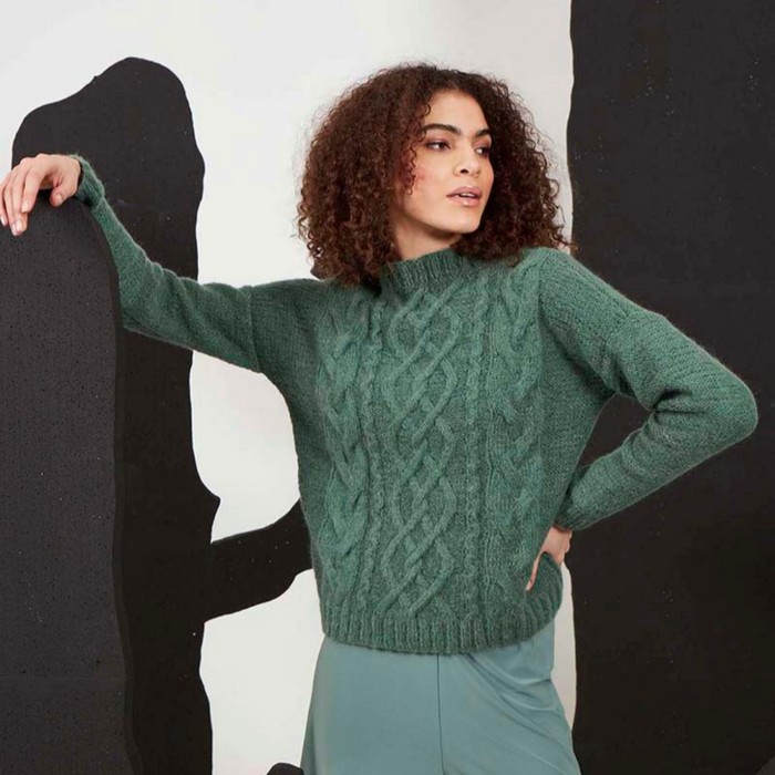 Cabled Pullover Knitting Kit | Lang Yarns Malou Light & Knitting Pattern (269-40)