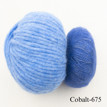 Load image into Gallery viewer, Daydreamer Cardigan Knitting Kit | Juniper Moon Beatrix & Rowan Kidsilk Haze or Lana Grossa Setasuri