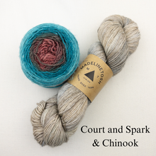 Load image into Gallery viewer, Linen Stitch Cowl Knitting Kit | Madelinetosh Pashmina, Freia Handpaints Superwash Merino Silk Sport & Knitting Pattern (#228)