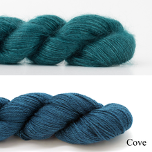 Load image into Gallery viewer, Spectrum Knitting Kit | Madelinetosh Tosh Silk Cloud, Tosh Lunar & Knitting Pattern