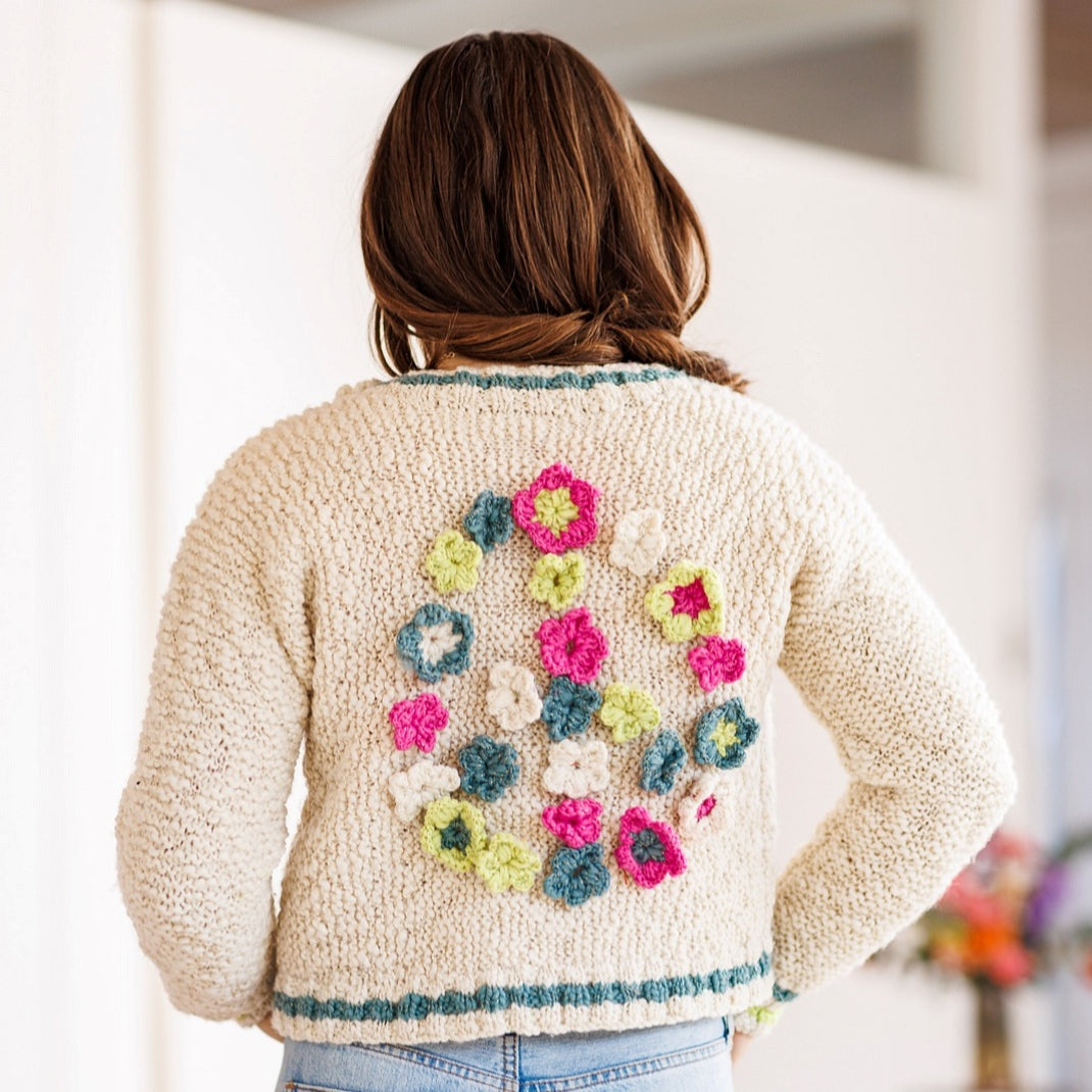 Floribunda Cardi Knitting Kit | Knit Collage Spun Cloud Light