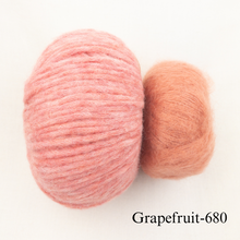 Load image into Gallery viewer, Daydreamer Cardigan Knitting Kit | Juniper Moon Beatrix & Rowan Kidsilk Haze or Lana Grossa Setasuri