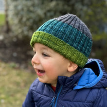 Load image into Gallery viewer, Unicorn Tails Ribbed Beanie Knitting Kit (Baby/Kids version) | Madelinetosh Unicorn Tails & Knitting Pattern (#314)