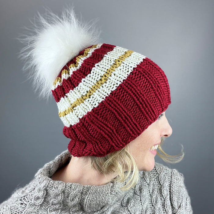Game Day Striped Hat Knitting Kit | Cascade 128 Superwash & Knitting Pattern (#281)