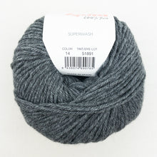 Load image into Gallery viewer, A ball of dark grey Katia Merino Aran yarn in color 14 Dark Grey