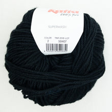Load image into Gallery viewer, A ball of black Katia Merino Aran yarn in color 2 Black