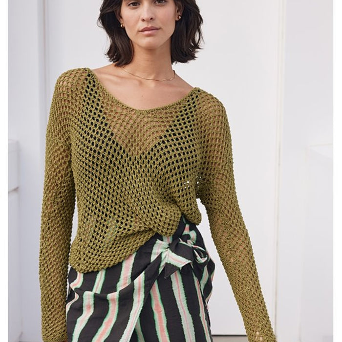 Lattice Pullover Knitting Kit | Lana Grossa Solo Lino & Knitting Pattern (13-65)