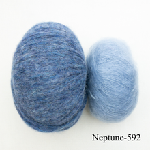 Load image into Gallery viewer, Daydreamer Cardigan Knitting Kit | Juniper Moon Beatrix & Rowan Kidsilk Haze or Lana Grossa Setasuri