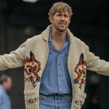 Load image into Gallery viewer, Ryan Gosling wearing Wolf cardigan, from the movie Project Hail Mary.