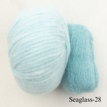 Load image into Gallery viewer, Daydreamer Cardigan Knitting Kit | Juniper Moon Beatrix & Rowan Kidsilk Haze or Lana Grossa Setasuri