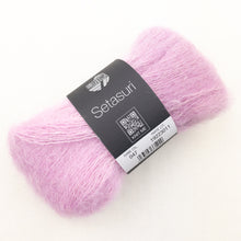 Load image into Gallery viewer, Pink yarn ball with a Lana Grossa Setasuri label on a white background