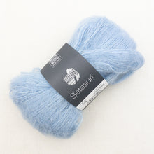 Load image into Gallery viewer, Light Blue yarn ball with a Lana Grossa Setasuri label on a white background