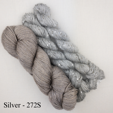 Load image into Gallery viewer, Windowpane Cowl (Long & Twisted Version) Knitting Kit | Hand Maiden Camelspin, Artyarns Beaded Mohair and Sequins & Knitting Pattern (#291)