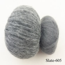 Load image into Gallery viewer, Daydreamer Cardigan Knitting Kit | Juniper Moon Beatrix & Rowan Kidsilk Haze or Lana Grossa Setasuri