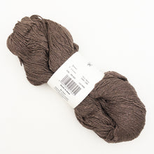 Load image into Gallery viewer, A brown skein of BC Garn Soft Silk yarn on a white background.