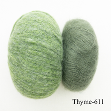 Load image into Gallery viewer, Daydreamer Cardigan Knitting Kit | Juniper Moon Beatrix & Rowan Kidsilk Haze or Lana Grossa Setasuri