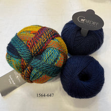 Load image into Gallery viewer, Linen Stitch Cowl (Cardiff & Zauberball version) Knitting Kit | Cardiff Cashmere Small, Zauberball Crazy & Knitting Pattern (#228)