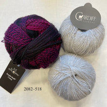 Load image into Gallery viewer, Linen Stitch Cowl (Cardiff & Zauberball version) Knitting Kit | Cardiff Cashmere Small, Zauberball Crazy & Knitting Pattern (#228)