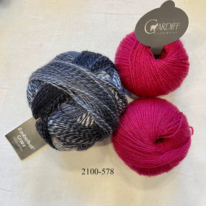 Linen Stitch Cowl (Cardiff & Zauberball version) Knitting Kit | Cardiff Small Cashmere, Zauberball Crazy & Knitting Pattern (#228)