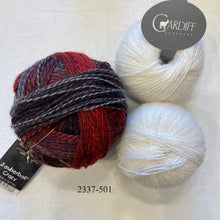 Load image into Gallery viewer, Linen Stitch Cowl (Cardiff &amp; Zauberball version) Knitting Kit | Cardiff Small Cashmere, Zauberball Crazy &amp; Knitting Pattern (#228)
