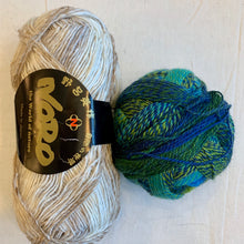 Load image into Gallery viewer, Linen Stitch Cowl (Noro &amp; Zauberball version) Knitting Kit | Noro Silk Garden Sock Yarn, Zauberball Crazy &amp; Knitting Pattern (#228)
