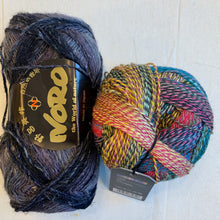 Load image into Gallery viewer, Linen Stitch Cowl (Noro & Zauberball version) Knitting Kit | Noro Silk Garden Sock Yarn, Zauberball Crazy & Knitting Pattern (#228)