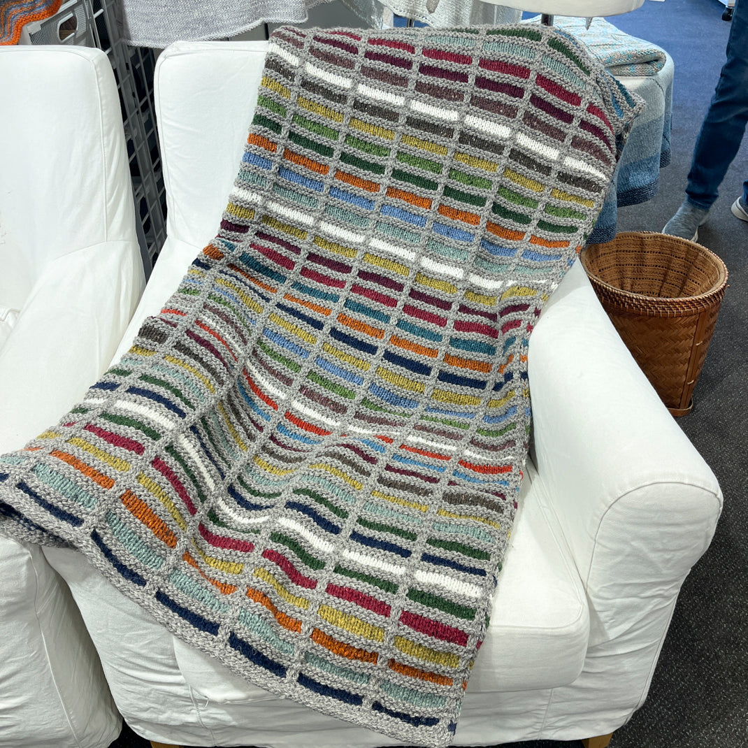Pom Pom and Stripe Crochet Blanket Kit