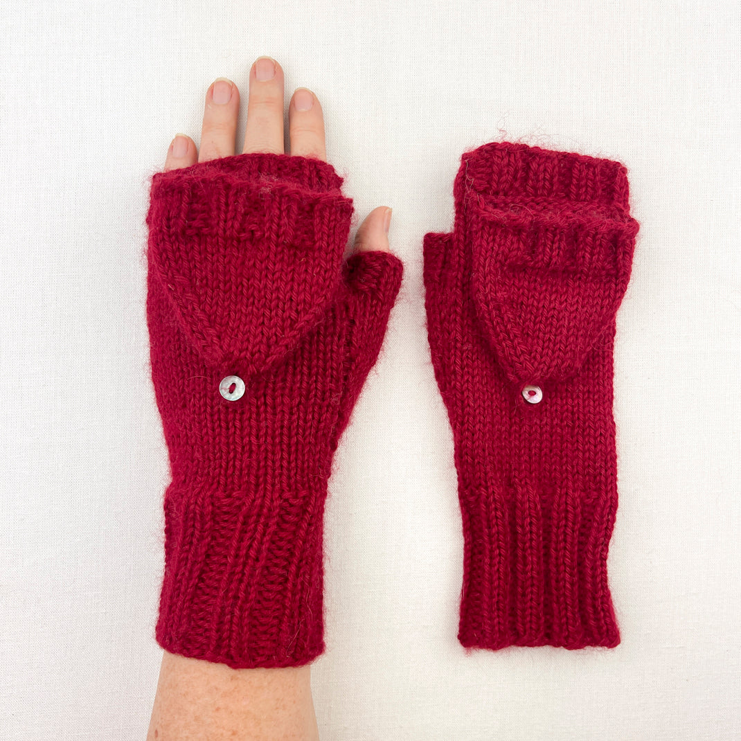 Fingerless Mitts with Finger Flap Knitting Kit Cascade Pure Alpaca