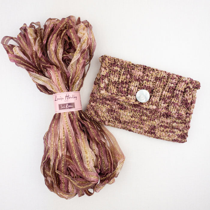 Magic Loop Clutch Knitting Kit | Louisa Harding Sari Ribbon & Knitting Pattern (#338)