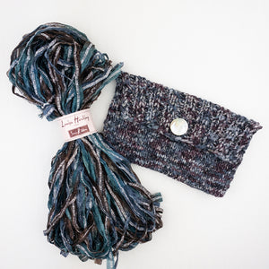 Magic Loop Clutch Knitting Kit | Louisa Harding Sari Ribbon & Knitting Pattern (#338)