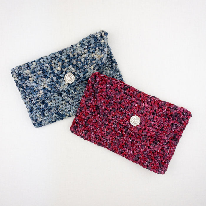 Crocheted Clutch Crochet Kit | Louisa Harding Sari Ribbon & Crochet Pattern (#336)