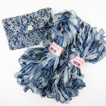 Load image into Gallery viewer, Crocheted Clutch Crochet Kit | Louisa Harding Sari Ribbon & Crochet Pattern (#336)